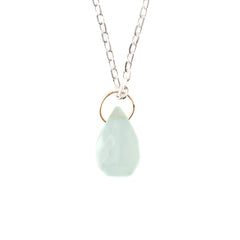 Collier goutte agate bleue claire