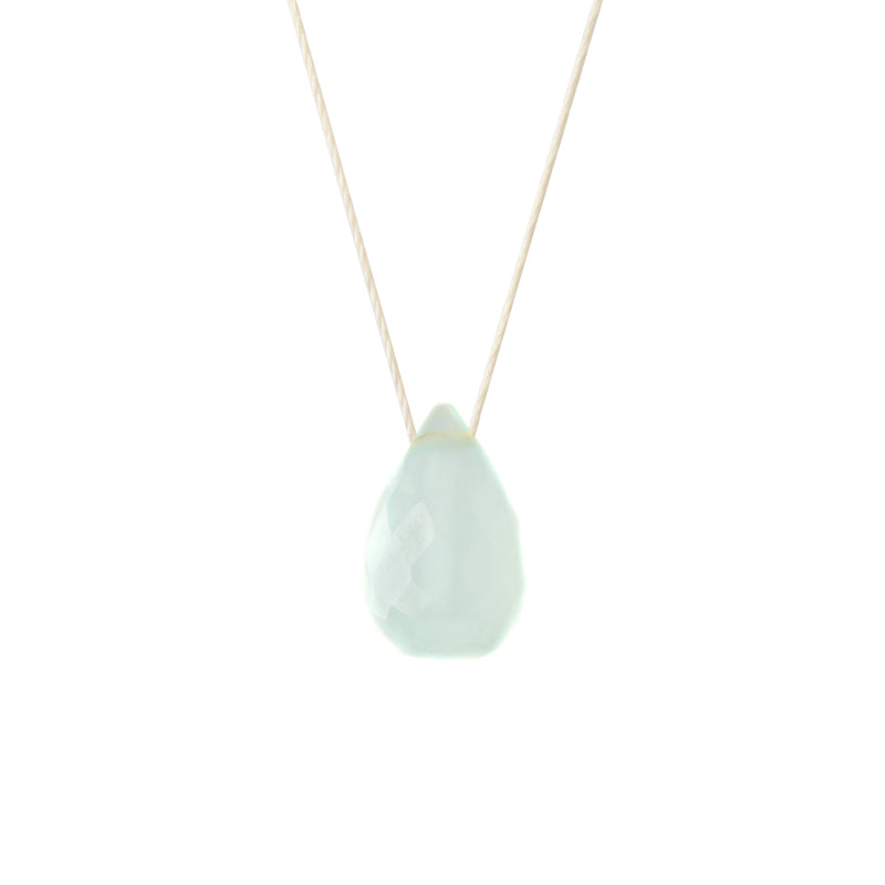 Collier goutte agate bleue claire