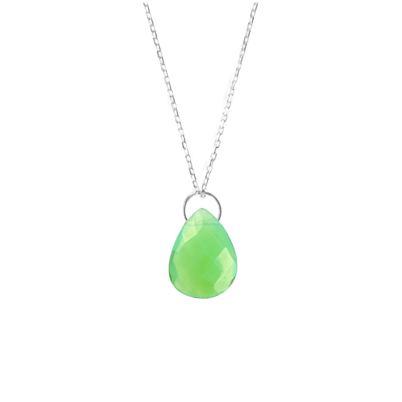 Collier goutte agate verte