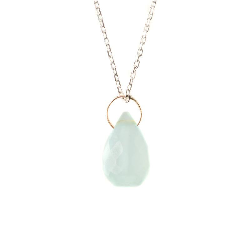 Collier goutte agate bleue claire