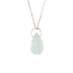 Collier goutte agate bleue claire