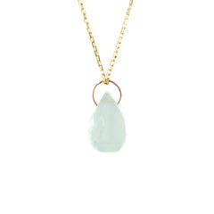 Collier goutte agate bleue claire