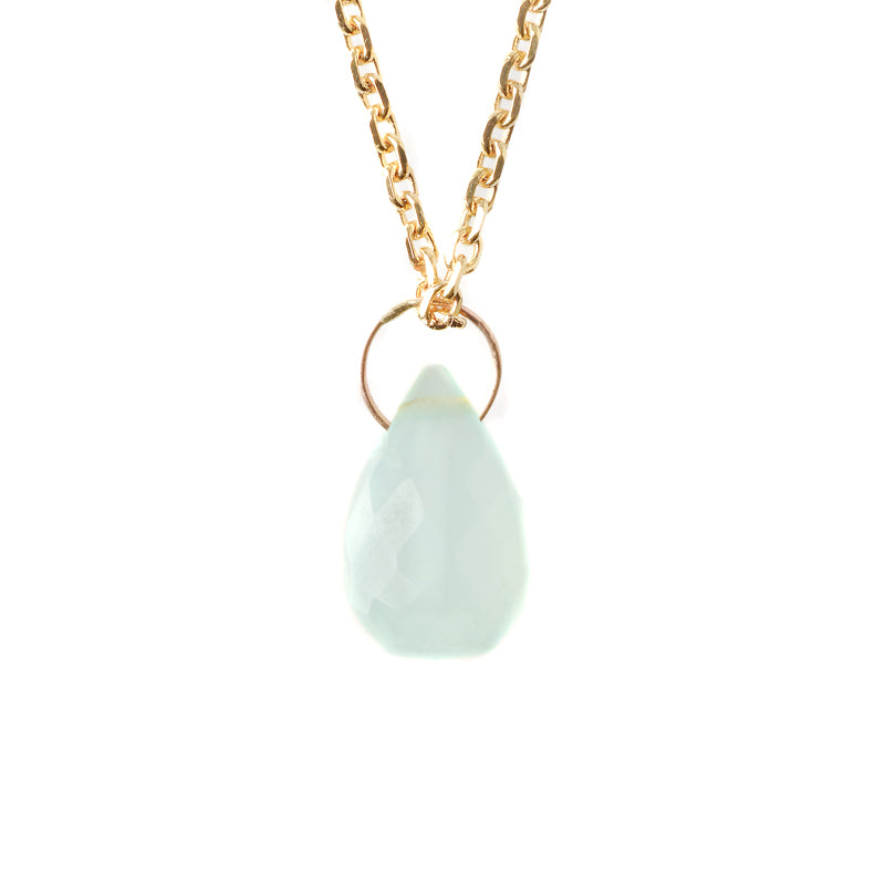 Collier goutte agate bleue claire