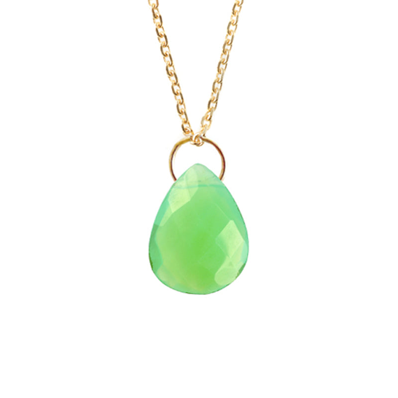 Collier goutte agate verte