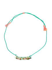 Collier coton tressé ajustable tourmalines / turquoise
