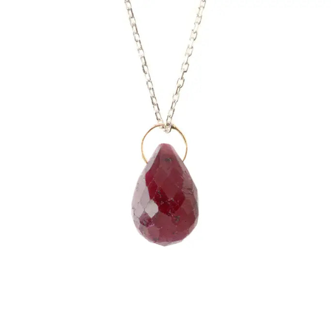 Collier goutte rubis brut - Vingt et un grammes