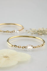 Bague chaîne diamant or jaune - Vingt et un grammes
