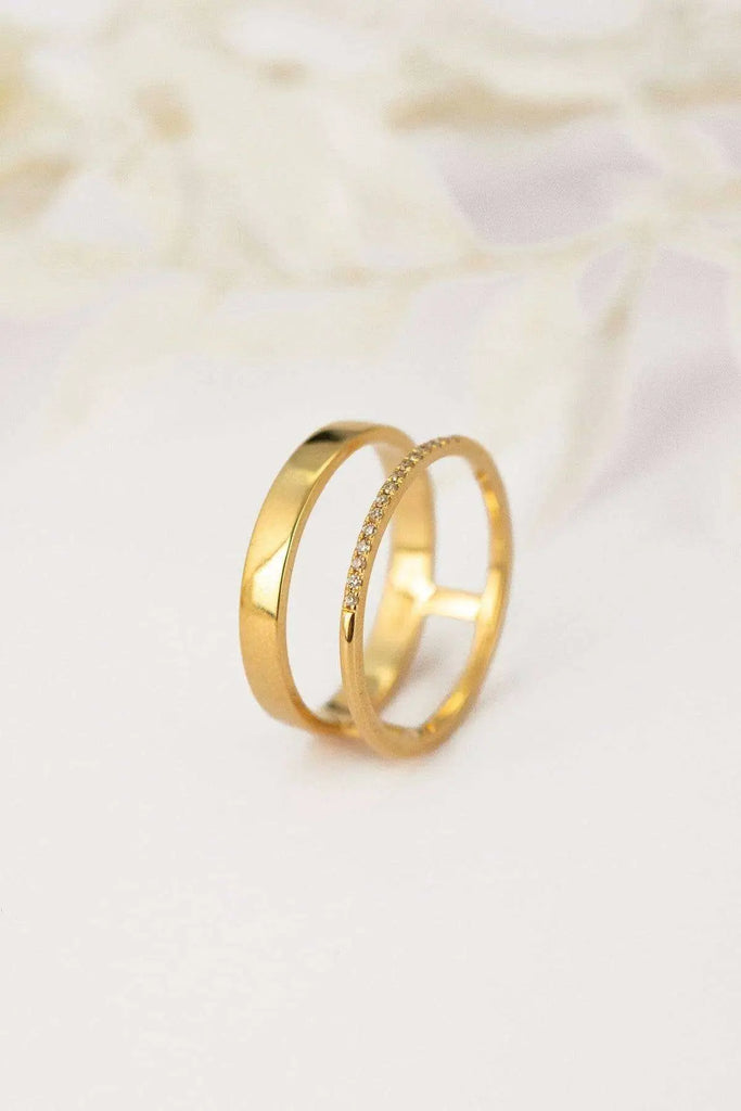 Double yellow gold ring Twenty-one Grams – VINGT ET UN GRAMMES