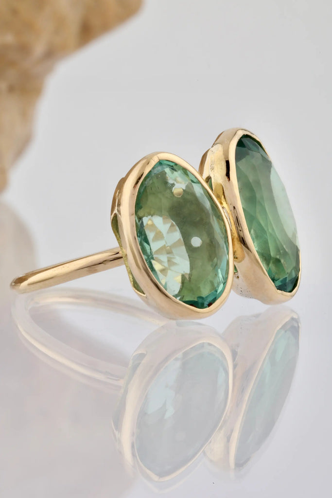 Bague fluorites or jaune - Vingt et un grammes