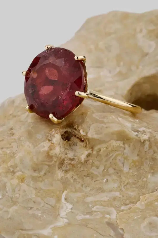 Bague tourmaline rose or jaune - Vingt et un grammes