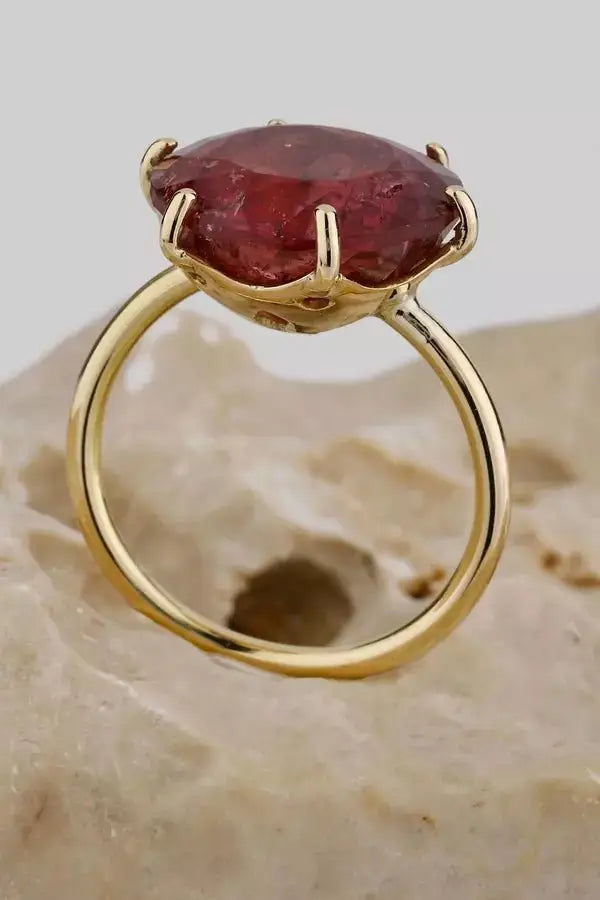 Bague tourmaline rose or jaune - Vingt et un grammes