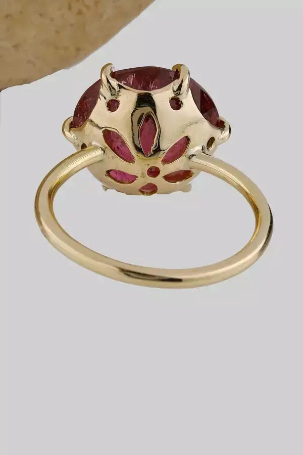 Bague tourmaline rose or jaune - Vingt et un grammes