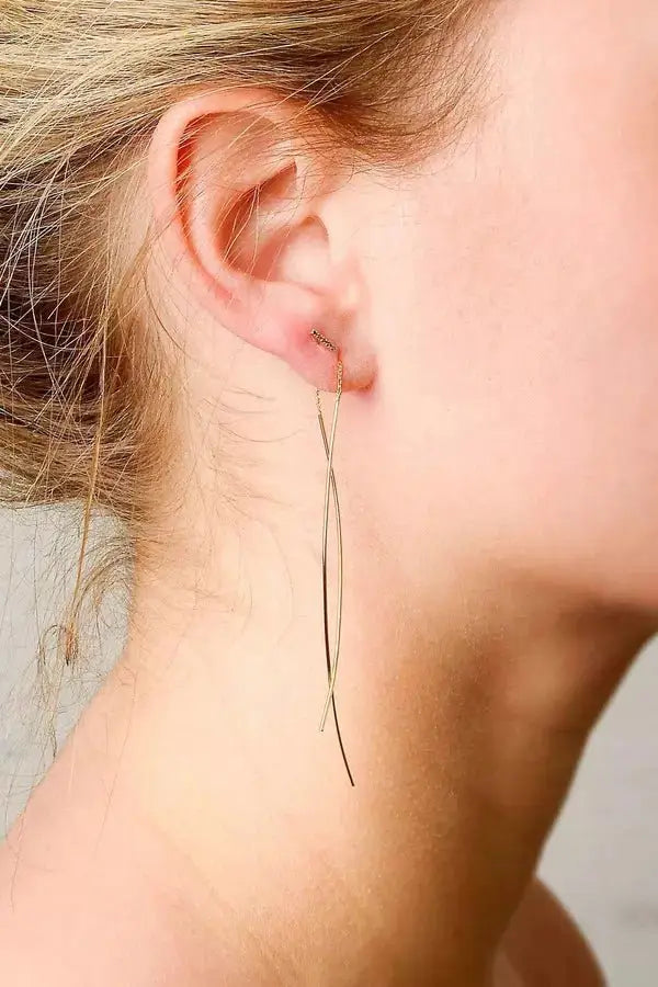 Boucles d’oreilles asymétriques or jaune - Vingt et un