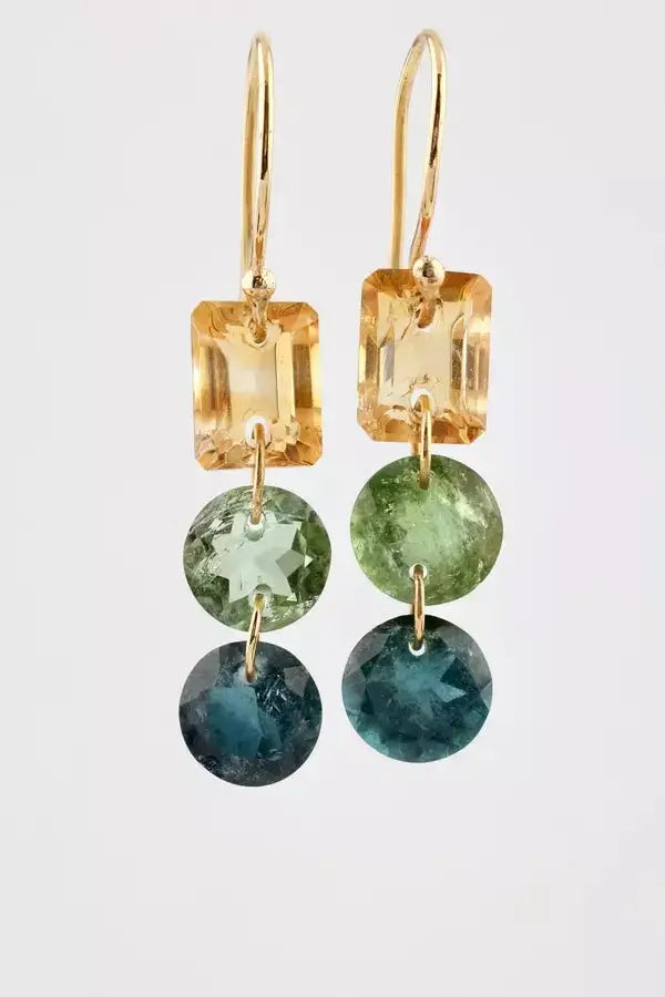 Boucles d’oreilles trois pierres or jaune - Vingt et un