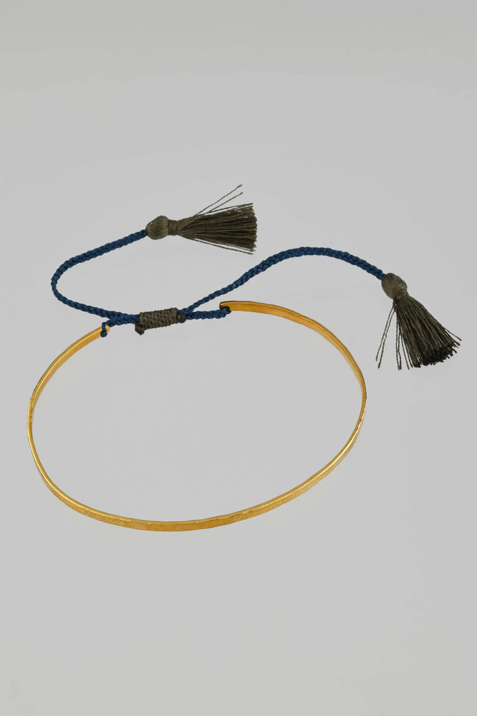 Bracelet jonc martelé et cordon - Vingt et un grammes