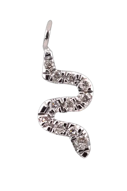 Charm serpent or blanc et diamants - Vingt et un grammes
