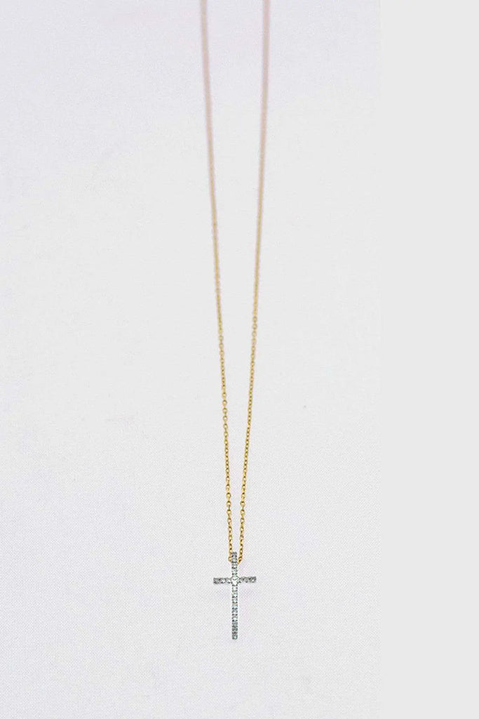 Collier croix fine diamants or jaune - Vingt et un grammes