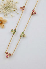 Collier fleurs tourmalines or jaune - Vingt et un grammes