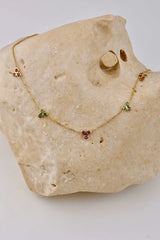 Collier fleurs tourmalines or jaune - Vingt et un grammes