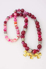 Collier mala Agates roses - Vingt et un grammes